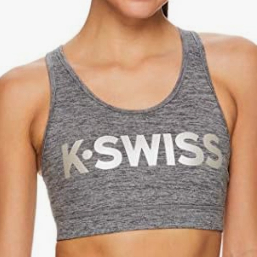 K Swiss Gray Padded Sports Bra Athletic Gear Size Small